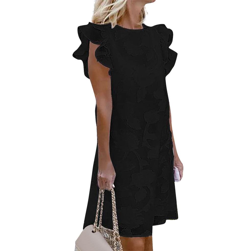 Women's Vest Dresses Summer Spring Pleated Bohemian Dresses Cute Sleeveless Flowing Beach Straight T-Shirt Tank Dresses Round Neck Dresses