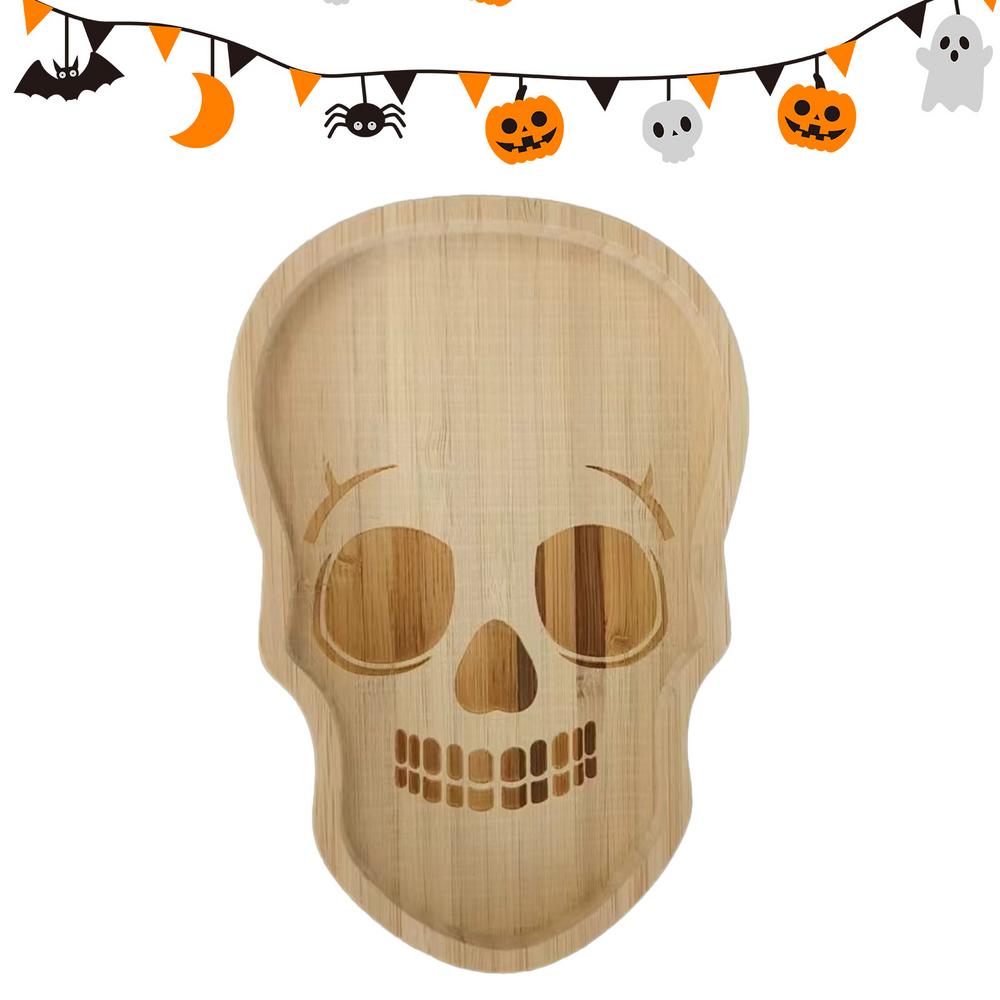 Деревянный декоративный поднос Декоративный сервировочный поднос Блюдо Элементы Хэллоуина Поднос для хлеба Мясо Сыр Печенье И Пицца