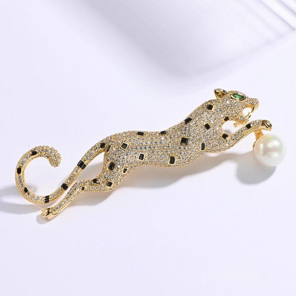Gold Silver Leopard Brooches Running Leopard Brooch Pins Animal Brooches Women Men
