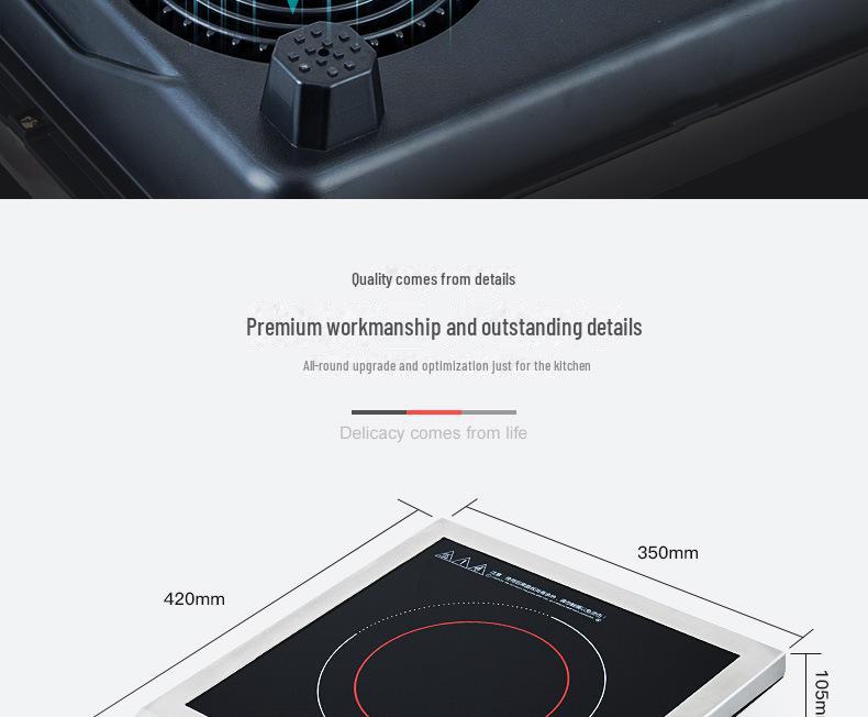 Индукционная плита высокой мощности 4G Life 3500 Вт: Плоский стол из нержавеющей стали с кнопочным управлением для домашнего и коммерческого использования