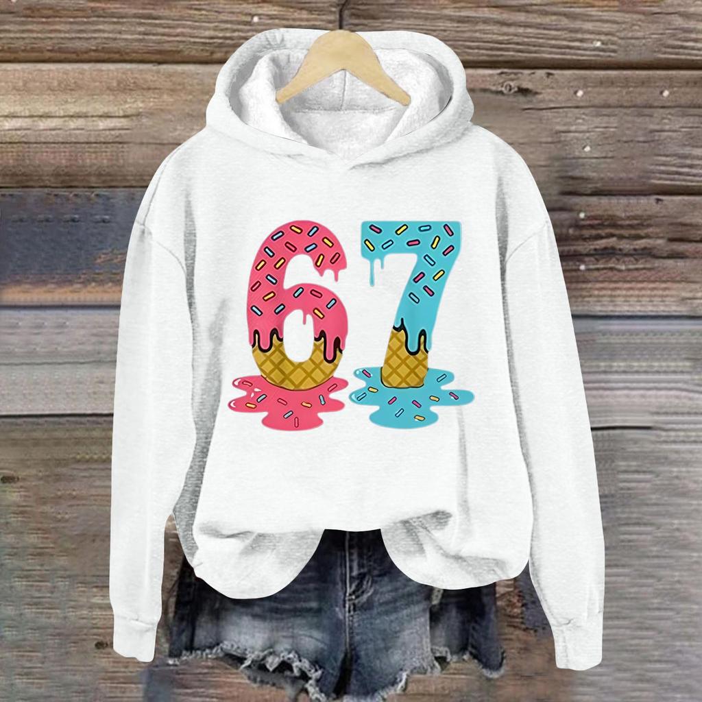Women's Fashionable Casual Long-Sleeved Printed Hooded Sweatshirt