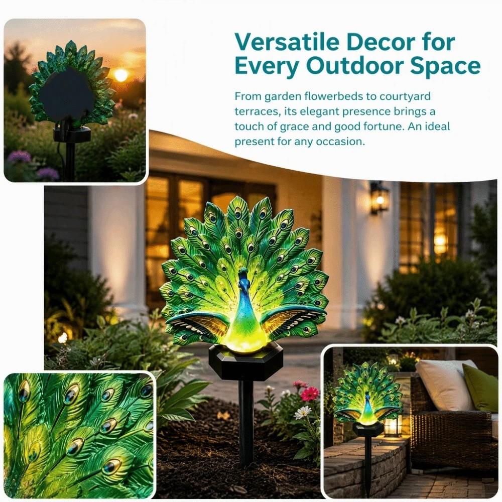Waterproof Solar Garden Lights Energy Saving Solar LED Peacock Figurine Light  Patio