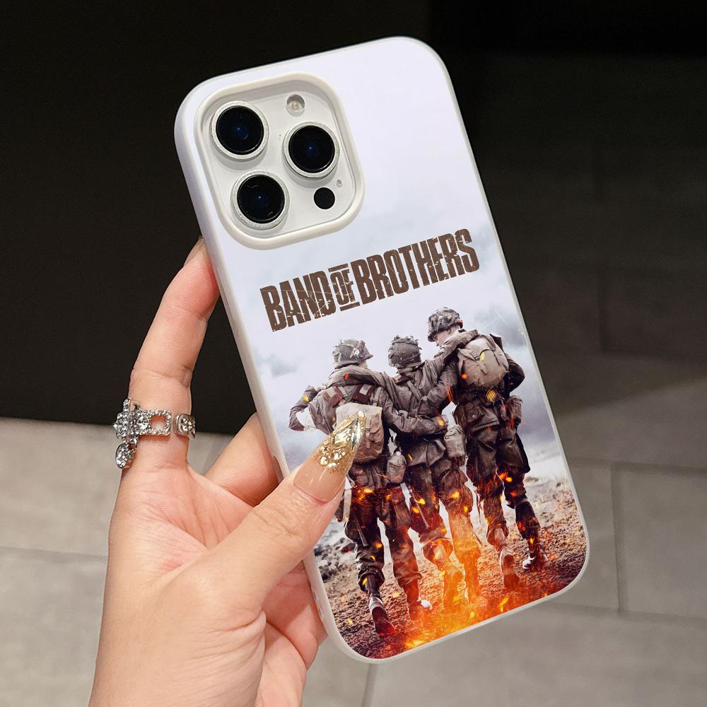 Чехол для телефона Band of Brothers для iPhone 17 16 15 14 13 12 11 Air Pro Max Plus Желейный Двухслойный Белый Чехол