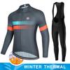 Team Men's Winter Thermal Fleece Cycling Long Sleeve MTB Bicycle Warm Riding Jersey Set Road Bicycle Riding Outdoor Clothing