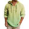 Men's Hooded T-shirt Gradient Color Cotton And Linen Men's Casual Long-sleeved Top
