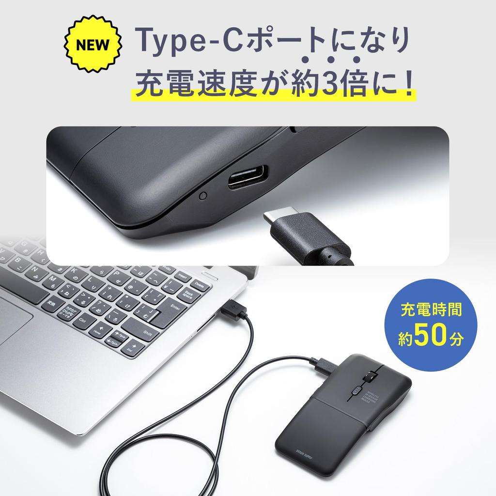 Sanwa Supply Silent Wireless IR LED Mouse Slim (5 Buttons, Type) MA-WIS5117BK