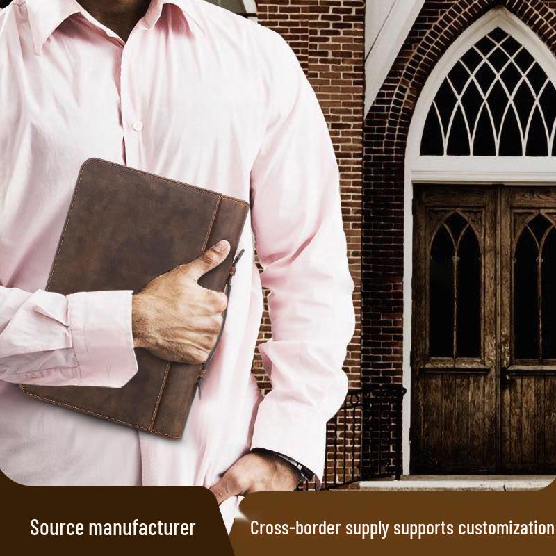 Обложка для книги ручной работы из натуральной кожи Crazy Horse с петлей для ручки и молнией