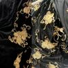 Черный бархат с вышивкой, цветочный жаккард для платья ципао, одежды, ширина 130 см