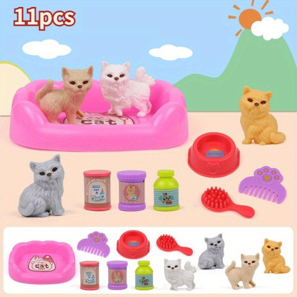 Animal Dog Pet Basket Toys Dog Doll Set Scene Playing Toys New Puppy Pretend Play Toy