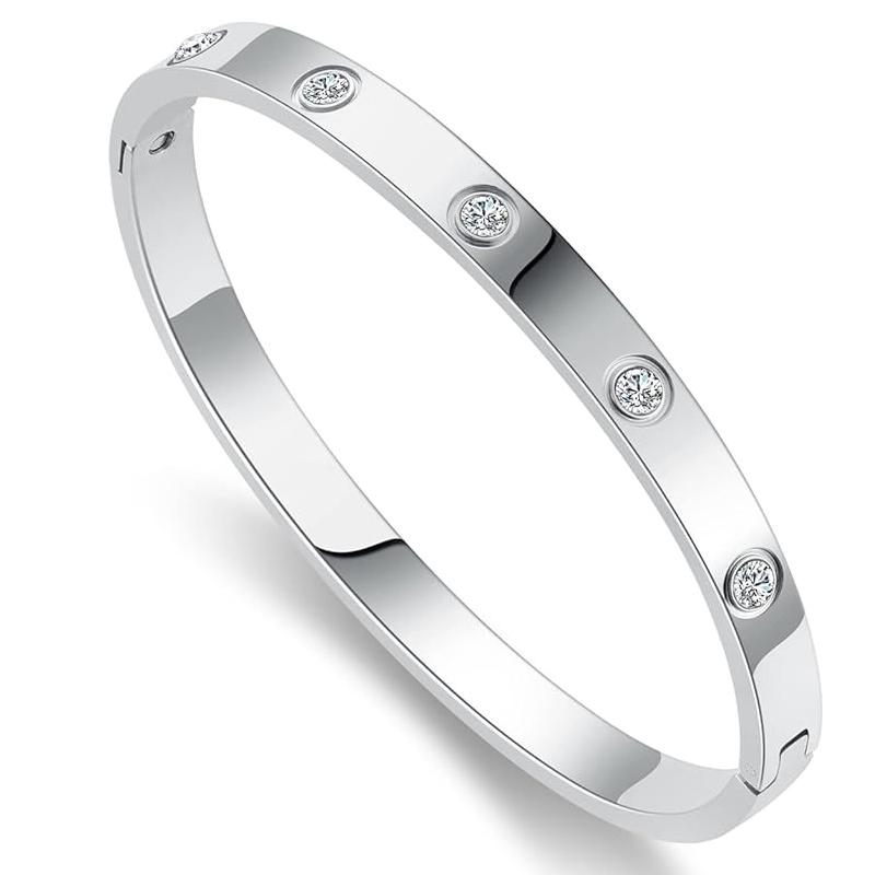 Браслеты с камнями фианита из нержавеющей стали, ювелирные изделия, подарки для женщин, девочек-подростков