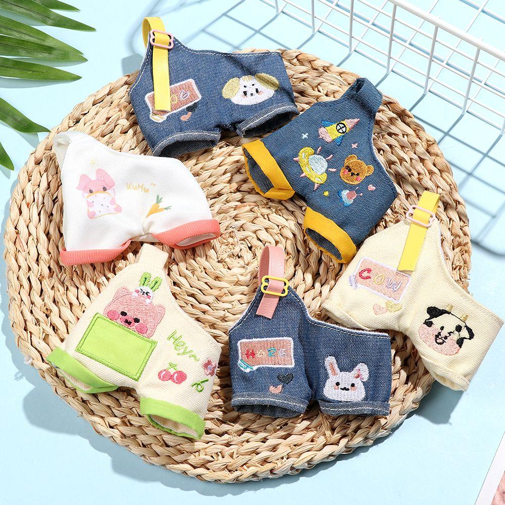 Мягкие куклы, мультяшный животный узор, кукольная одежда, мини-комбинезон, плюшевые брюки на подтяжках, вязаная шапка