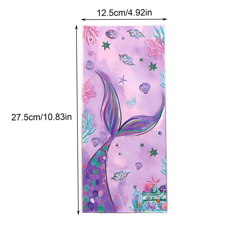 50Pcs Mermaid Party Candy Bags Biscuit Packing Bag Mermaid Birthday Gift Bag