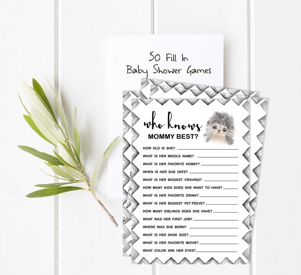 Inkdotpot Игровой набор Baby Shower из 50 игр BabyA AlphabetA ABCA Game Hedgehog Jungle Animals Party