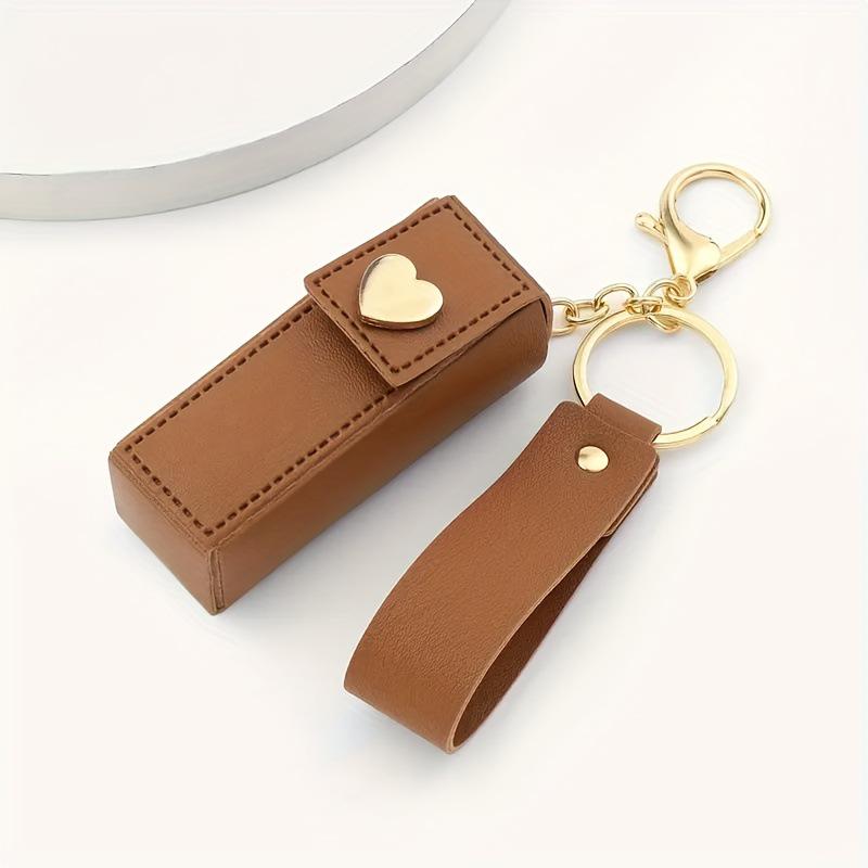Love Lipstick Keychain Pendant: Thick Leather Car Accessory & Mini Storage Bag Gift Ornament