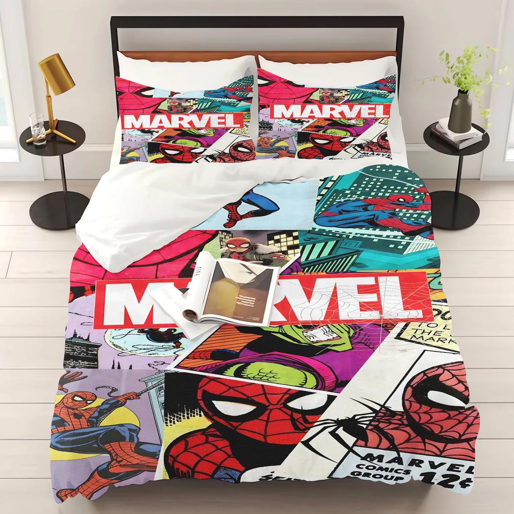 Marvel Человек-паук аниме Дом Спальня Уютный Нордический полиэстер подходит для детей и взрослых Комплект из 3 предметов
