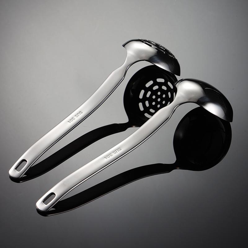 HANYANG 304 Stainless Steel Cloud Kitchen Series Soup Shell Leakage Spoon Thick Rounded Edge Mirror Polished Hot Pot Spoon Soup Ladle