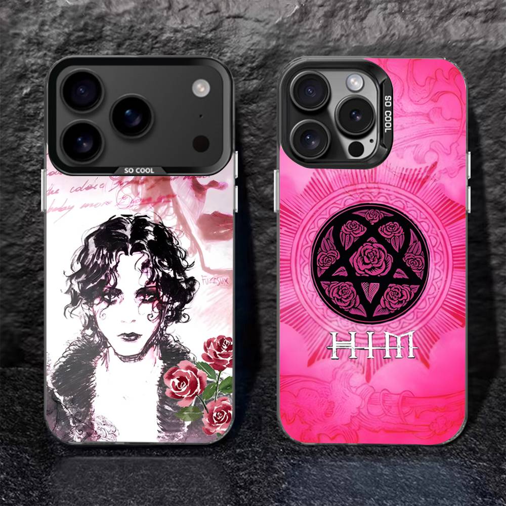H-HIM Группа V-Ville V-Valo Для iPhone 17,16,15,14,13,12,11,Pro,MAX,Plus Черный Ударопрочный Конфетный Матовый Чехол