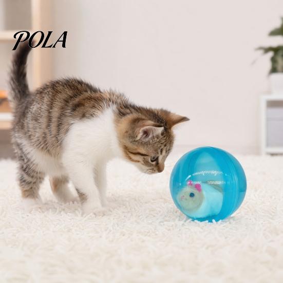Самокатящийся интерактивный мячик-игрушка для кошек, Автоматически катящийся шар с плюшевым хомяком или кроликом внутри, Электрический симулятор движущегося животного-шара для кошек и собак