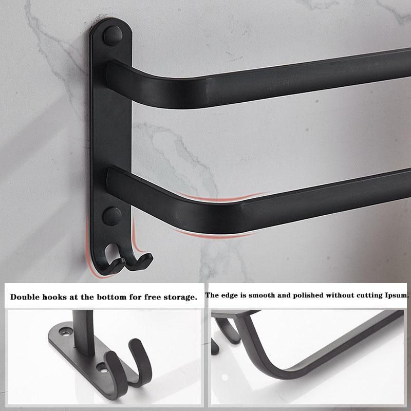 Вешалка для полотенец настенная 30-50 см вешалка для полотенец для ванной комнаты алюминиевая черная вешалка для полотенец матовый черный держатель для полотенец с наклейкой