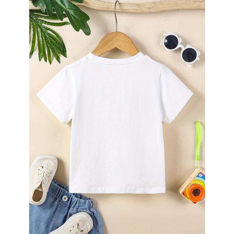 European sizes Customizable Boys' T-Shirt - Blue & Yellow Polka Dot Cartoon Letter Design, Personalized Name & Lettering