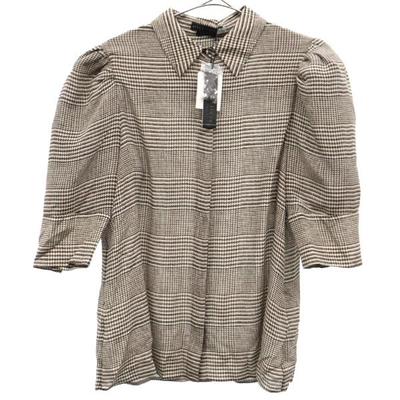 Неиспользованный akuce+olivia шелковая блузка с узором «гусиная лапка», с коротким рукавом, S, женская, б/у