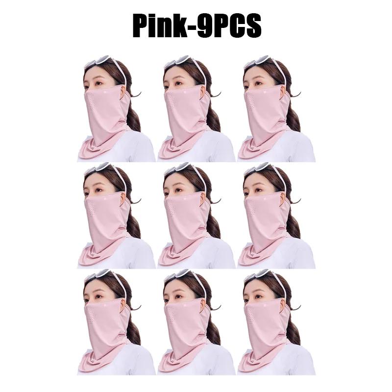Sun Protection Mask Ice Silk Breathable Ear Loop Mask Elastic Sunscreen Anti-UV Face Covering Thin Breathable Sports Neck Gaiter