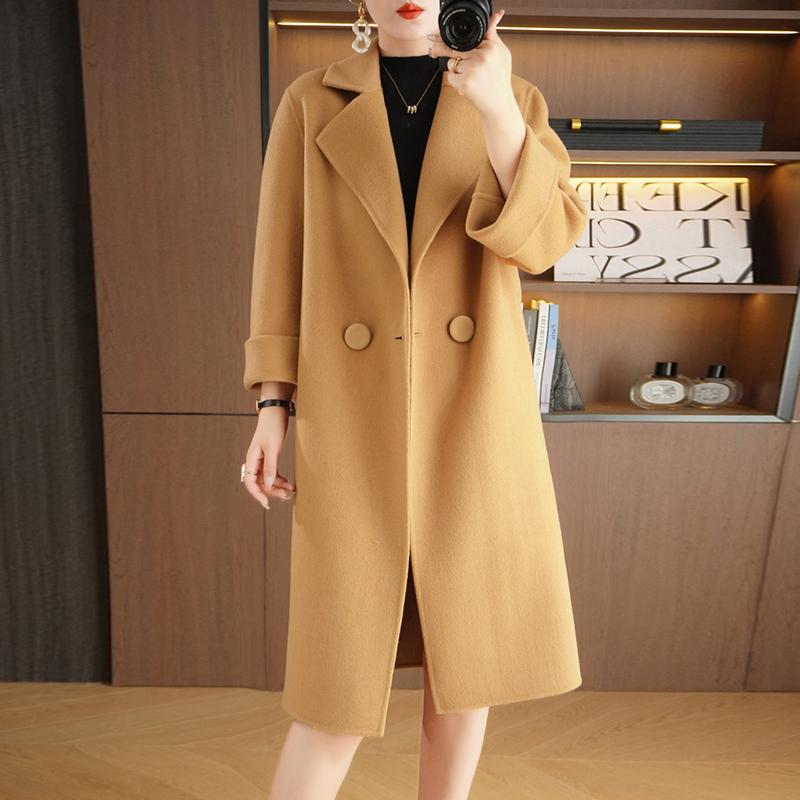 Женское пальто из 100% шерсти TIDENOVEL Осеннее шерстяное длинное пальто Ручной работы Пальто-бушлат Зимняя теплая шерстяная длинная куртка Пальто