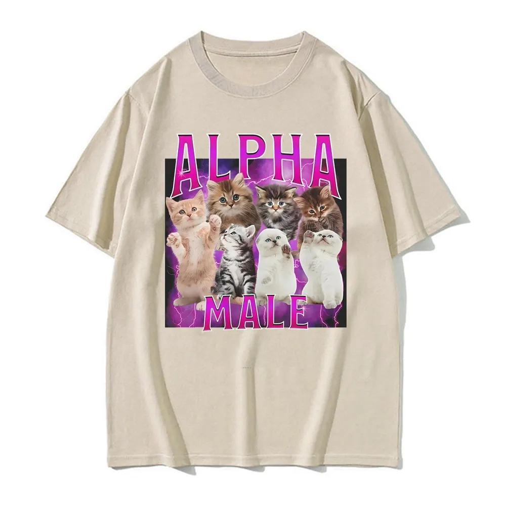 Alpha Male Cats Fun Emoticon Kit Cat Lover Gift Pattern Tshirt Womens Fashion ShortSleeve Tshirt Streetwear Summer YK Top
