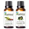 KAZIMA Combo of Jojoba Oil and Avocado Oil - 100% Pure & Undiluted Oil for Skin Moisturizing, Acne, Wrinkles & Hair, 15 Ml Each