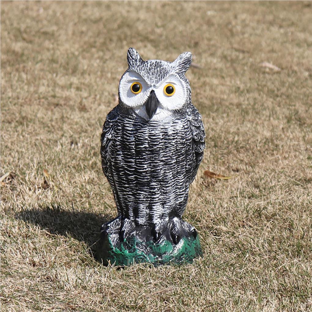 Owl Decoy Deterrent Realistic Bird Cat Crow Scarer Statue Straight Head Scarecrow Outdoor Garden