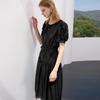 Sancai 2025 Summer Lyocell Puff Sleeve A-Line Dress