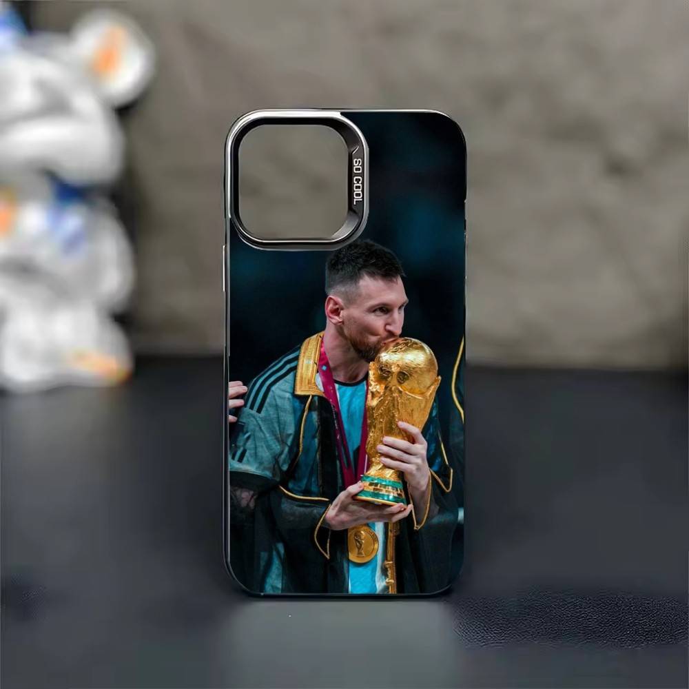 Футбольный L-Лионель м-Месси 10 Чехол для телефона для iPhone 17 16 15 14 13 12 11 Pro Max Plus Серебристый конфетный Матовый чехол