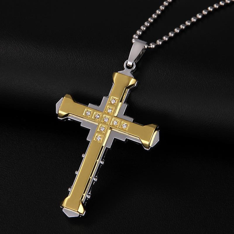 2024 Dark Knight Men's Diamond Cross Necklace