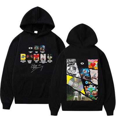 Рэпер Bad Bunny Обложка музыкального альбома Графическое худи Хип-хоп Мужское Женское Удобный свитшот Свободные Повседневные Унисекс Толстовки