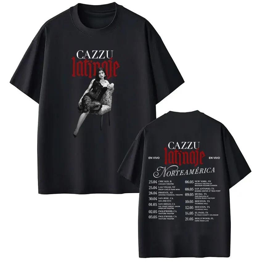 Unisex Women Fashion Hiphop Tshirts Singer Cazzu Latinaje 2026 Tour Graphic Tee Shortsleeved Cotton Aesthetic Oversized Tshirt