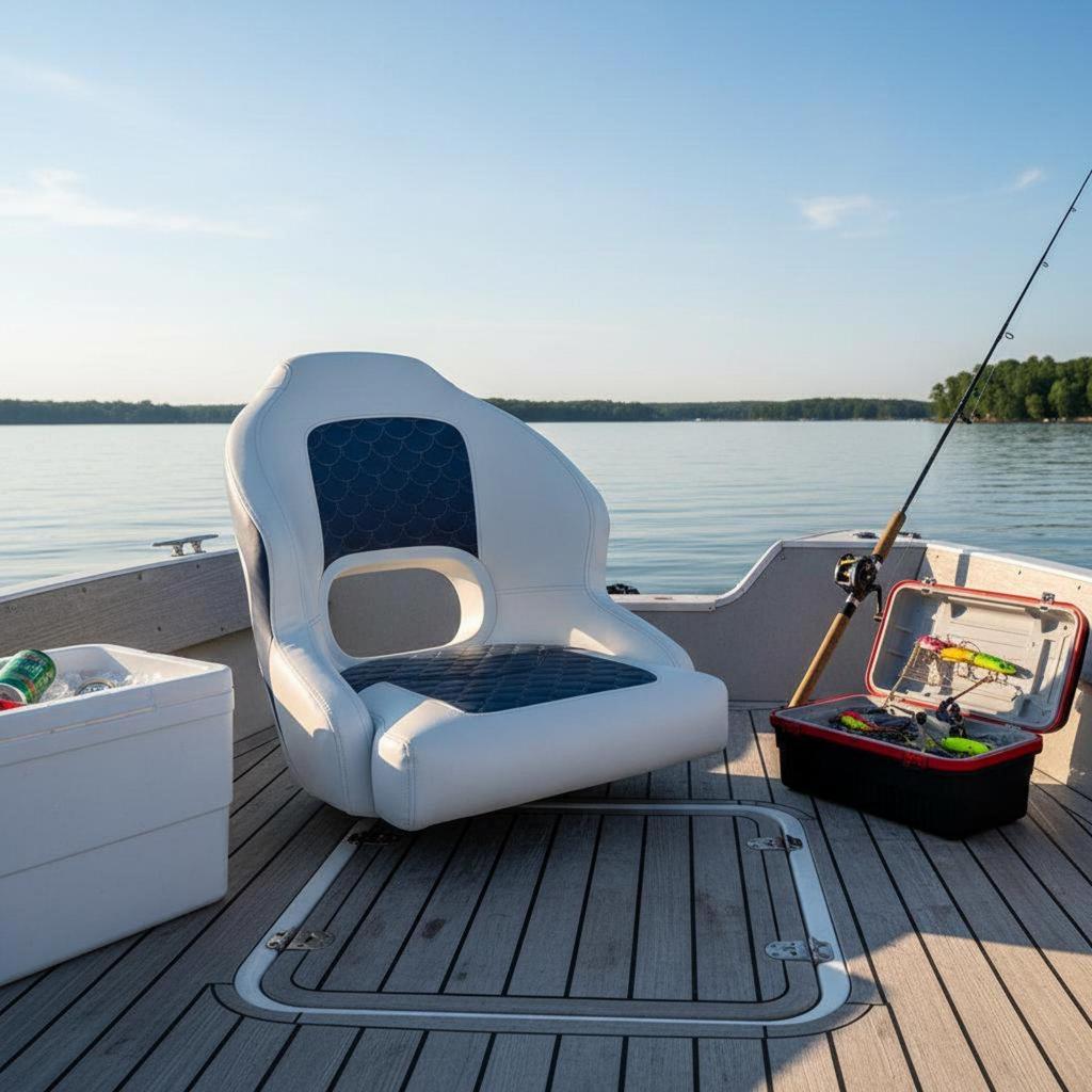 Folding Fishing Boat Seat Lightweight Plastic Marine Seating with Backrest for
