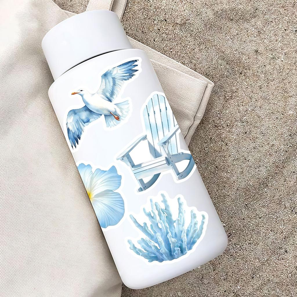 50Pcs/Set Ins Blue Sea . Summer Beach Series 01 Waterproof Stickers DIY Fashion Doodle Decals Stickers