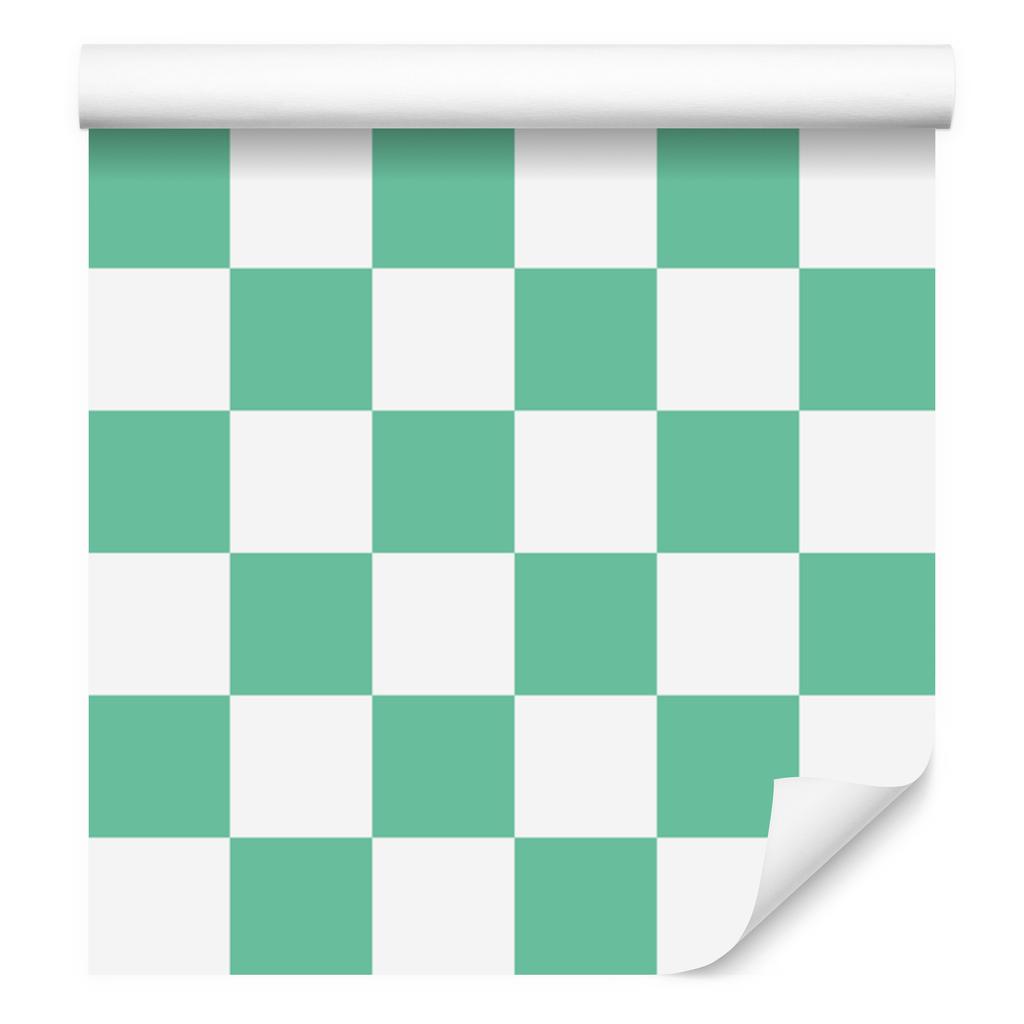 Checkerboard Wallpaper White and Sea Blue for Living Room and Bedroom 50x1000