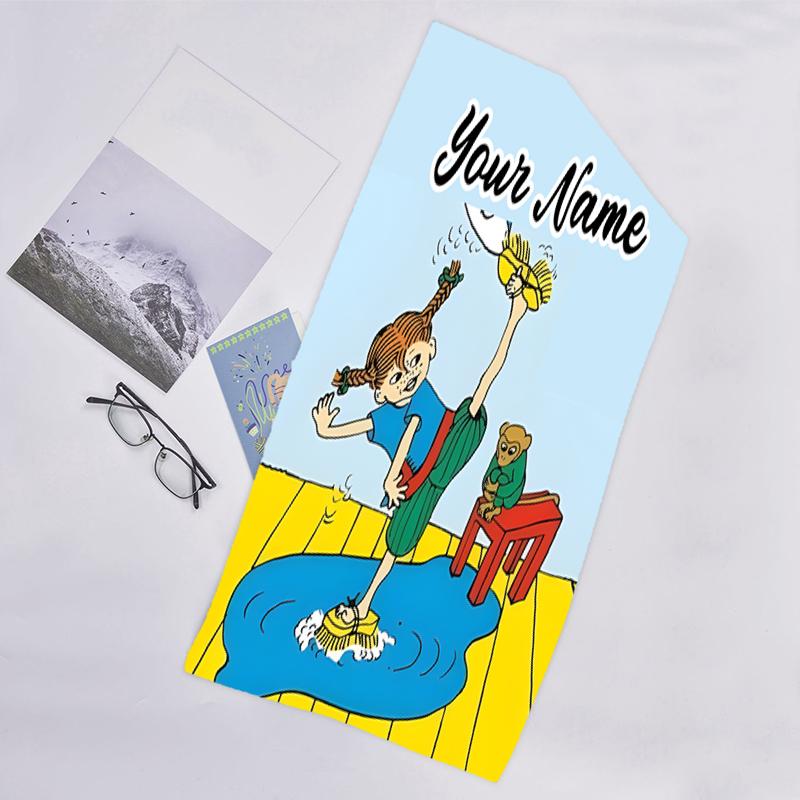 1pc Pippi Longstocking1 Beach Towel with Custom Name, Beach/Swimming/Bath/Picnic/Camping Towel, Suitable for Seaside Beaches