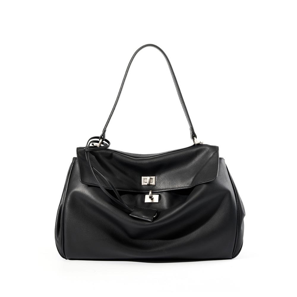 Вместительная кожаная сумка через плечо с гладкой поверхностью, новая сумка-тоут для поездок на работу, сумка-подмышка с замком