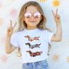 T-shirt with Dachshund Teckel dog print,fun t-shirts for babies,t-shirt for kids,white short-sleeve summer t-shirts for children