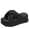 Fashion Summer Women Chunky Slippers 2024 Beach Flip-Flops Wedge Heels Shoes Woman High Platform Slippers Outside Sandals 8CM Slides