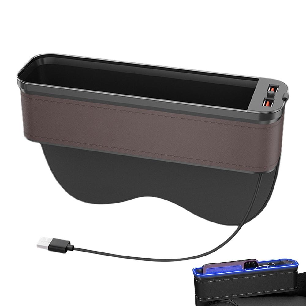 Органайзер для заполнения щелей автомобильного сиденья, светодиодная цветная подсветка, с возможностью зарядки через USB, ящик для хранения в щелях переднего сиденья, аксессуары