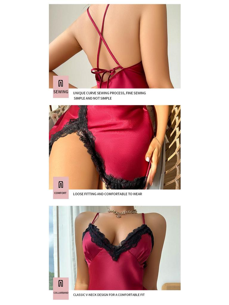 Женская пижама на тонких бретельках из искусственного шелка - Сексуальная и удобная летняя ночная сорочка, домашняя одежда в европейском и американском стиле.