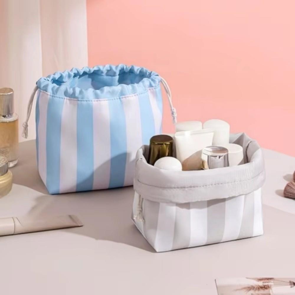 Portable Makeup Bag Organize Large Capacity Striped Cosmetic Organizer Women