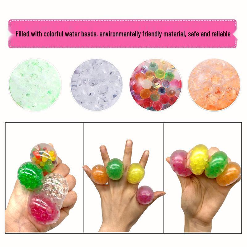 Снимающая стресс игрушка-мячик-сквиш с водными шариками - 3,5 см, мягкая резина TPR для взрослых