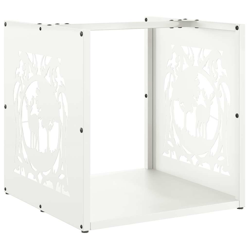 Firewood Rack White 40 x 40 x 40 cm Cold Rolled Steel