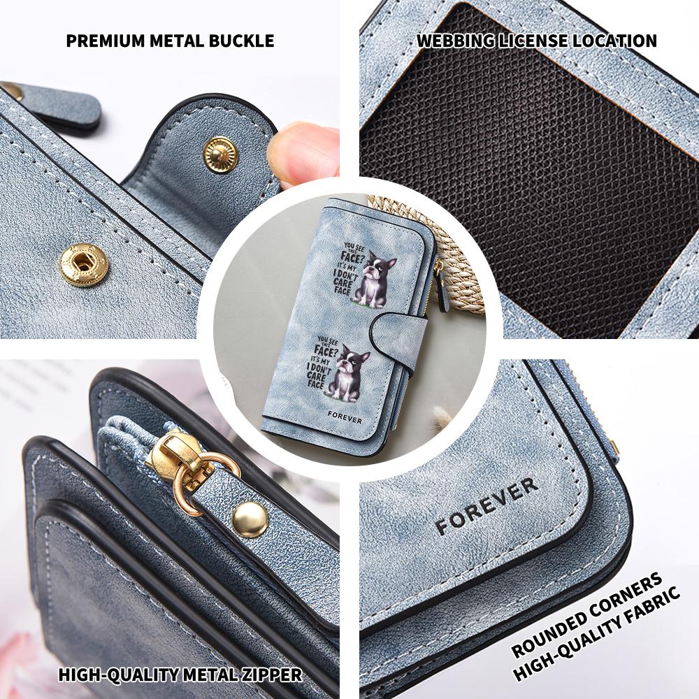 Cute French Bulldog Pattern Women Long Wallet Large Capacity Multi Slot Purse