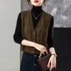 Women's Loose Wool V-Neck Sleeveless Sweater Vest for Autumn & Spring