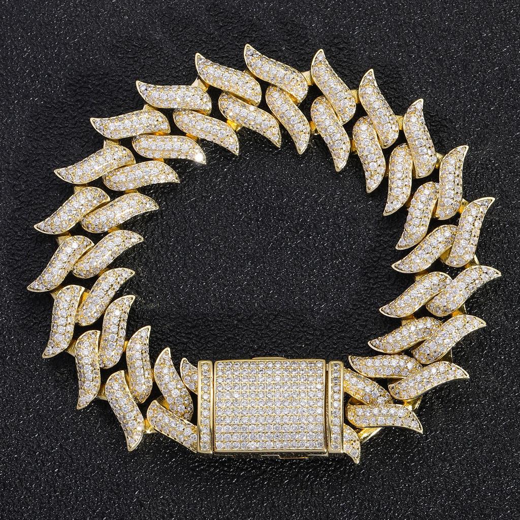 LEPAI Luxury 18mm Miami Buckle Spiked Thorns Cuban Bracelet Full of 5A Zircon Hip-Hop Accessories